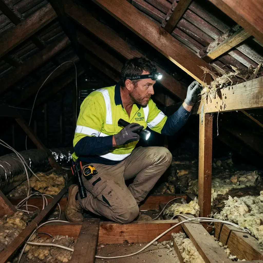 Technician using detection equipment to locate a dead rat inside a Harkness wall cavity