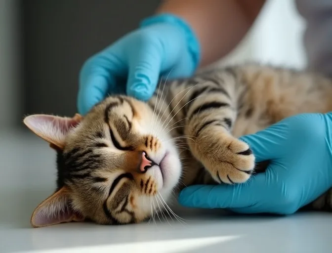 Specialist carefully handling a deceased cat with dignity in Harkness